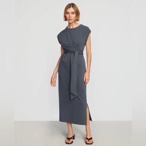 MODERN CITIZEN Fei Organic Tie Dress in Maritime Blue